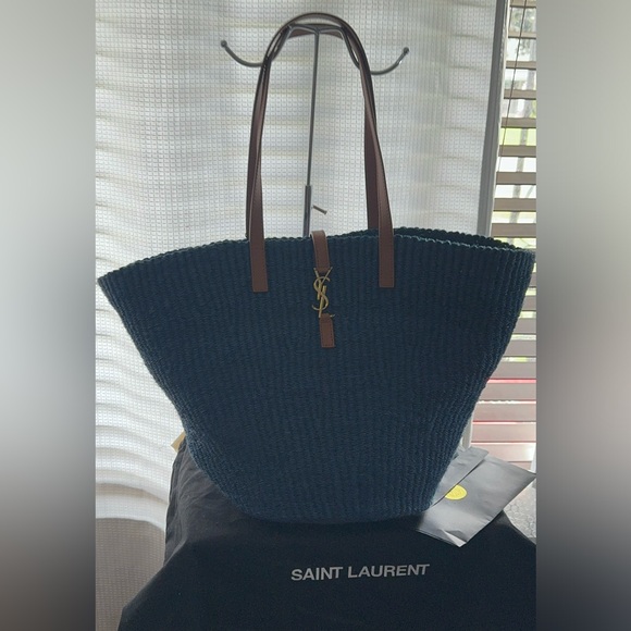 NWT Saint Laurent YSL Borsa A Mano Hobo Tote Bag In Blue/Orchid Brick - Picture 9 of 17